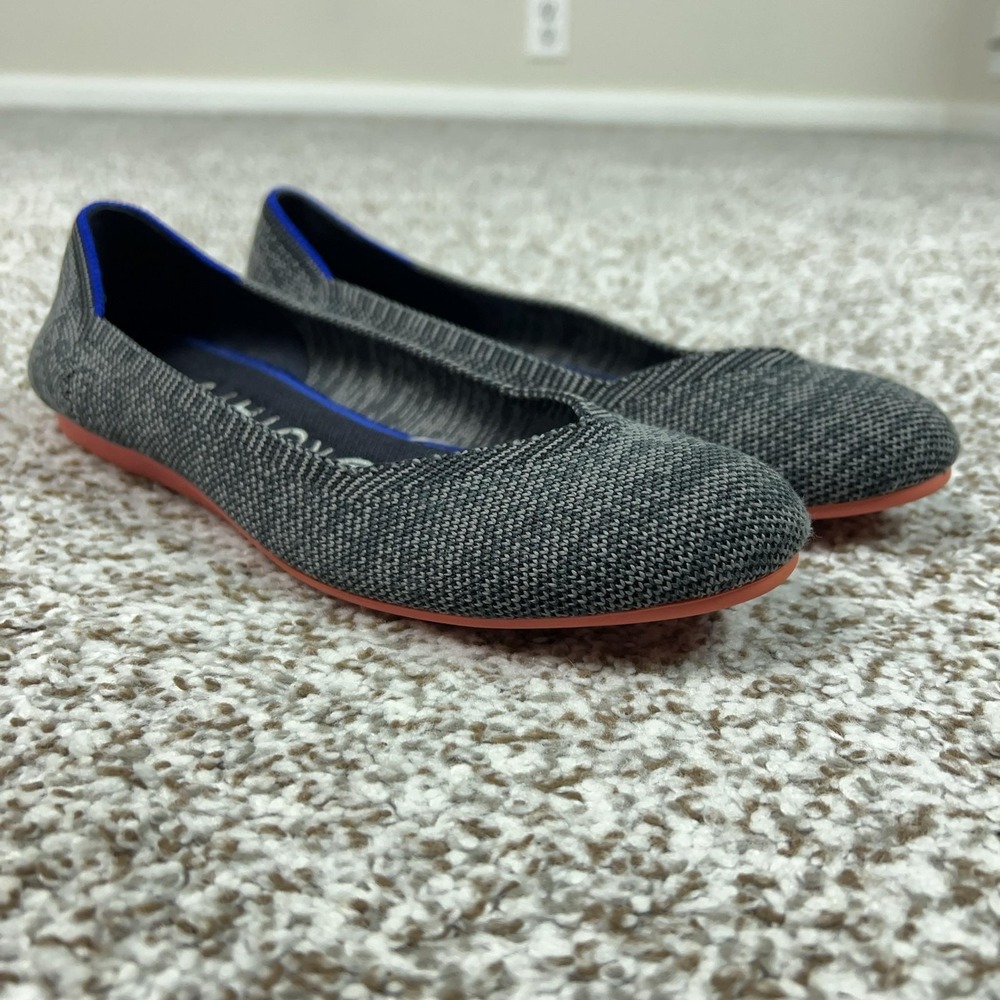 Rothys Shoes Womens Size 7 Gray The Flat Knit Ballet Flats Washable Office Work